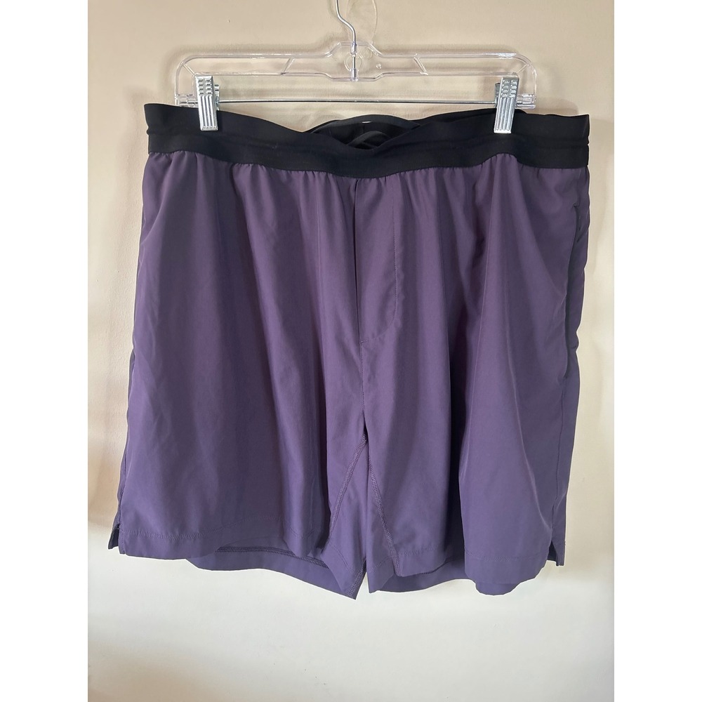 Rhone Purple Active Athletic‎ Shorts XXL Black Elastic Waist Zipper Pocket Mens